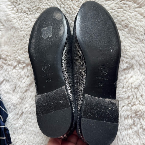 Authentic CHANEL Black and Silver Women's Flats - Picture 9 of 10